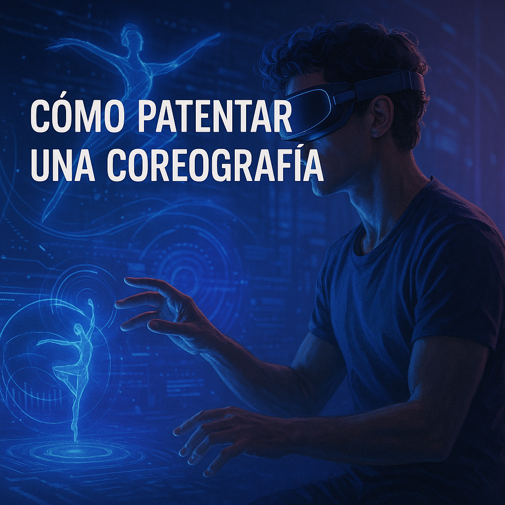 Hombre con visor futurista interactuando con hologramas de una coreografía digital