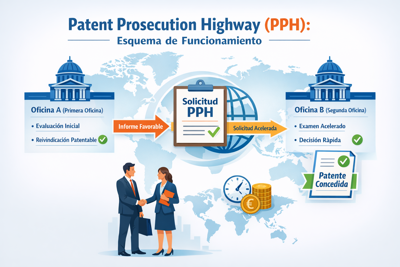 Patent Prosecution Highway PPH esquema de funcionamiento entre oficinas de patentes