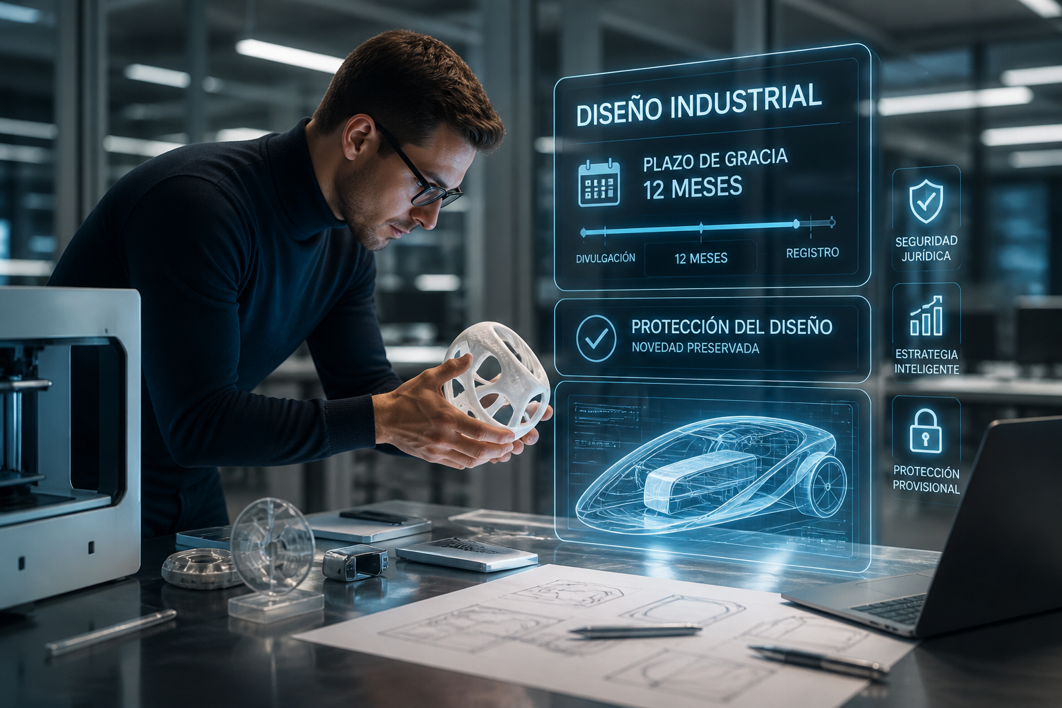 diseño industrial analizado en laboratorio con tecnologia avanzada y plazo de gracia en registro